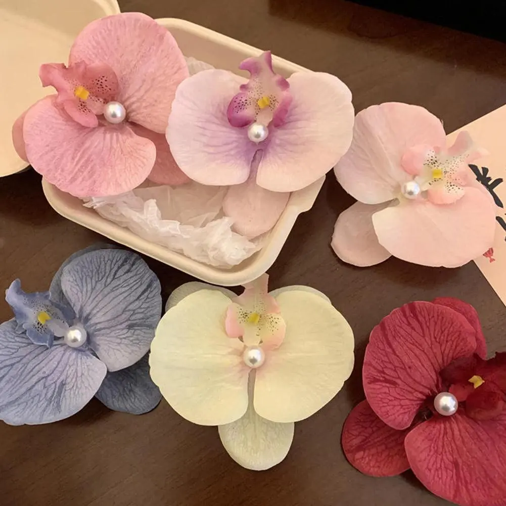 Bohemia Orchid Flowers Samll Hair Clips Hawaii Summer Flowers Hair Clips Hairpins Barrette For Wedding Party Hair Accessories