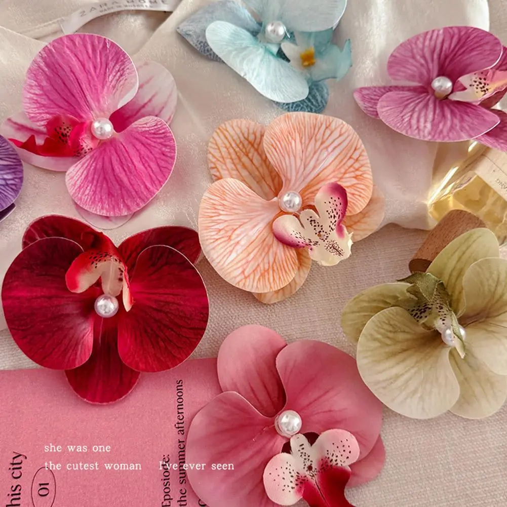 Bohemia Orchid Flowers Samll Hair Clips Hawaii Summer Flowers Hair Clips Hairpins Barrette For Wedding Party Hair Accessories