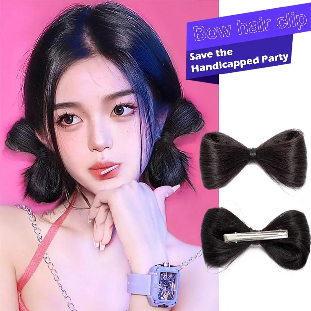 Synthetic Hair Bow Buns Hair Clip Bun Hairstyle Bow Hair Accessories for Women Brown Black Chignon Hairpins Wig Hair Bun