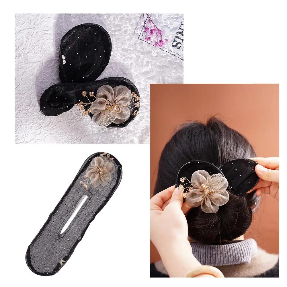 Lazy Hair Curler Deft Bun Clip Hair Bun Maker Twister Twist Roller Rabbit Women Hair Bow Hair Accessories Ear Bun Flower Bu K3C9