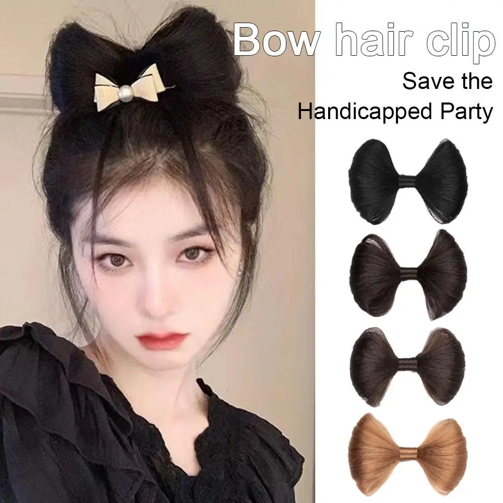 Synthetic Hair Bow Buns Hair Clip Bun Hairstyle Bow Hair Accessories for Women Brown Black Chignon Hairpins Wig Hair Bun