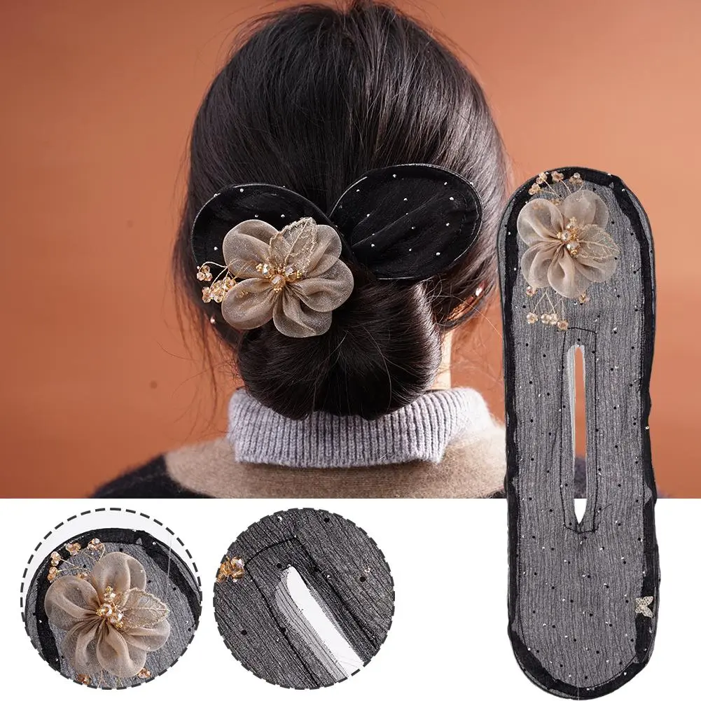 Lazy Hair Curler Deft Bun Clip Hair Bun Maker Twister Twist Roller Rabbit Women Hair Bow Hair Accessories Ear Bun Flower Bu K3C9