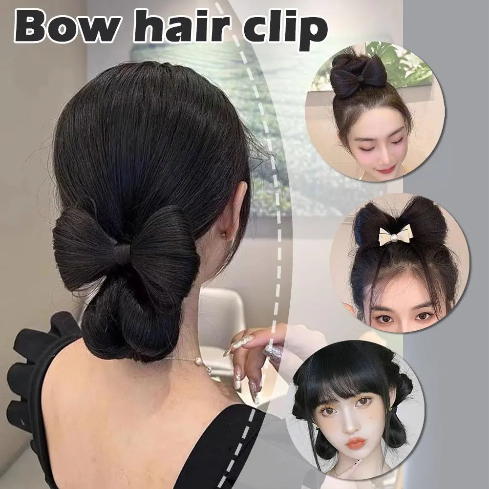 Synthetic Hair Bow Buns Hair Clip Bun Hairstyle Bow Hair Accessories for Women Brown Black Chignon Hairpins Wig Hair Bun