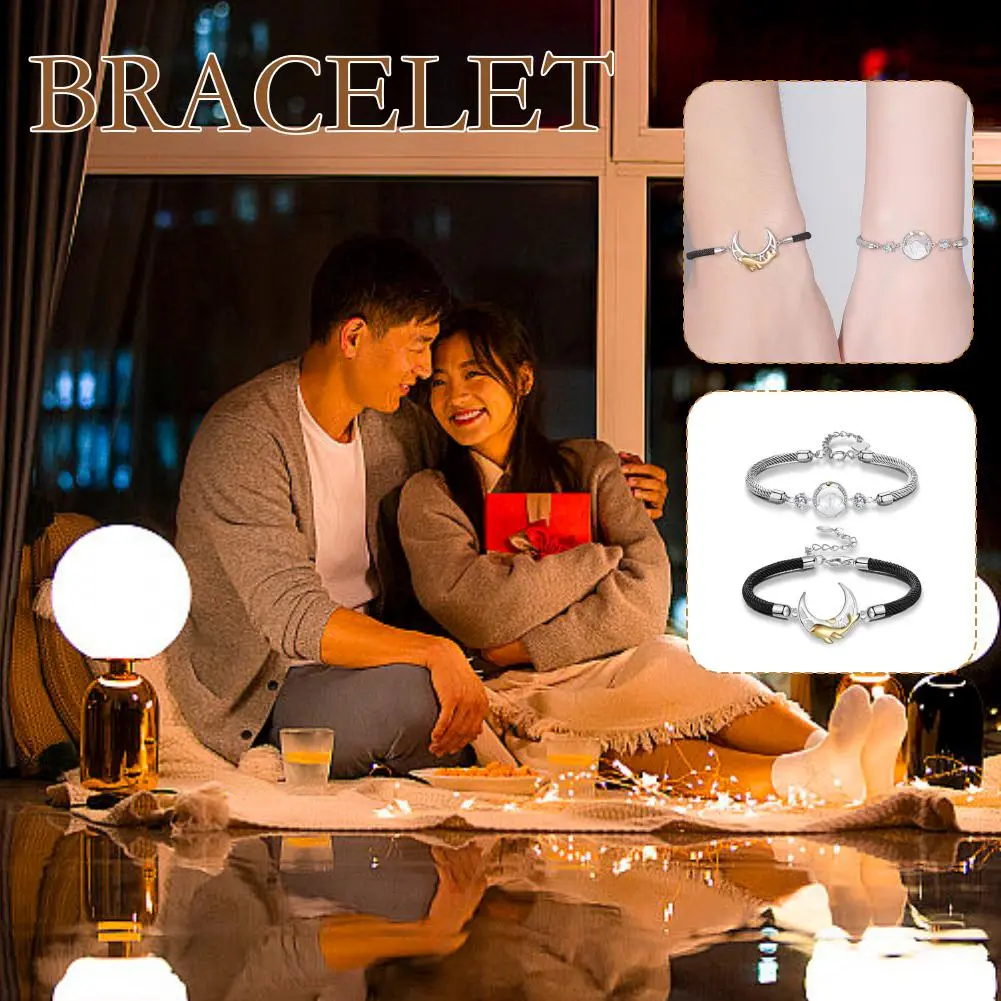 Stainless Steel Couple Bracelet For Women Lover Sun Shell Moon Whale Handmade Braided Rope Charm Friendship Girlfriend Jewelry