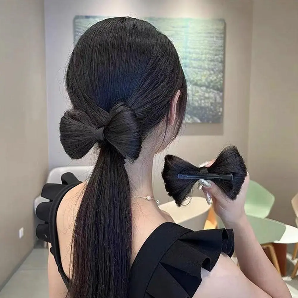 Synthetic Hair Bow Buns Hair Clip Bun Hairstyle Bow Hair Accessories for Women Brown Black Chignon Hairpins Wig Hair Bun
