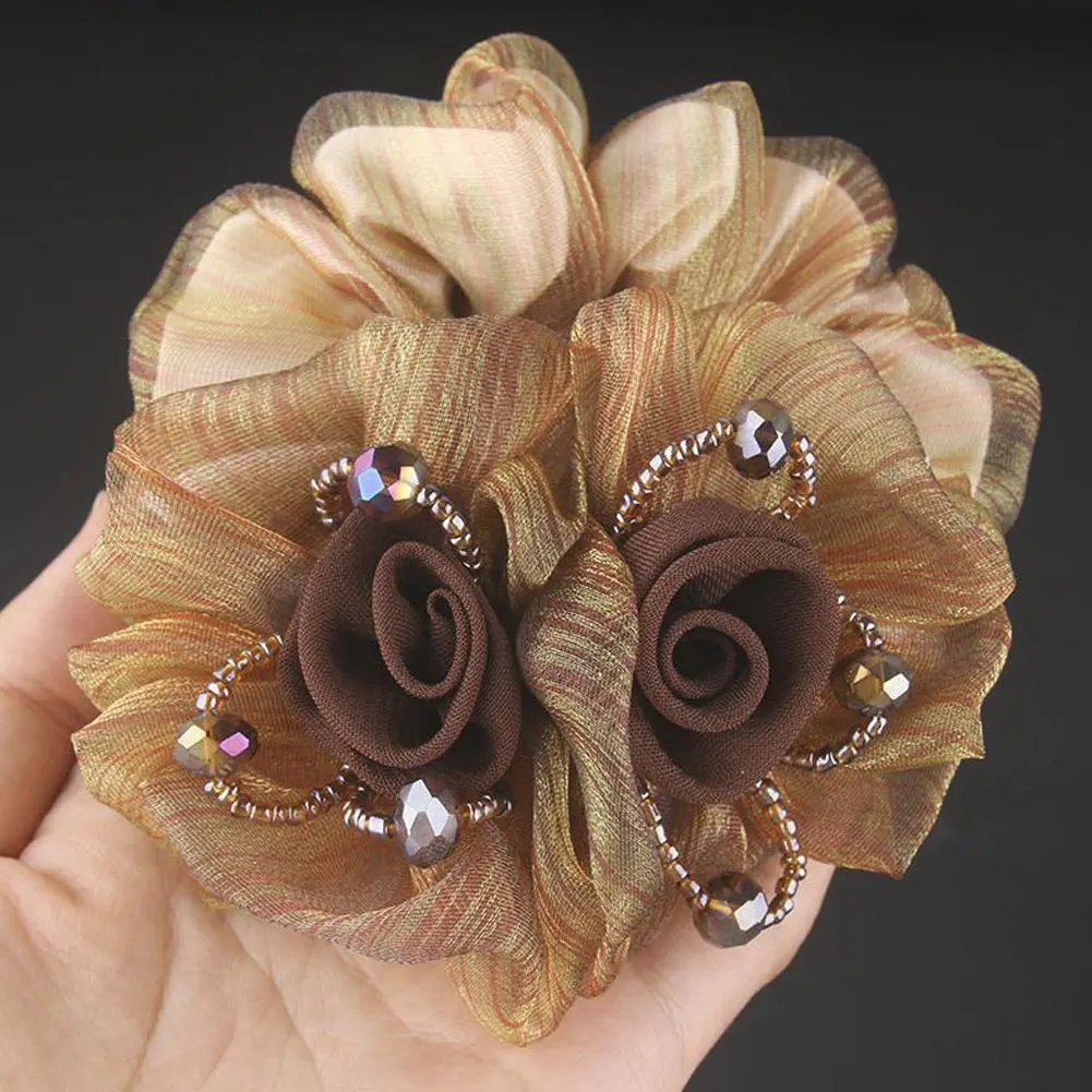 Summer Korean Flower Hair Tie Sweet Colon Hair Scrunchies Net Headwear Gauze Hair Flower Band Rubber Accessories Hair Fashi M5U0