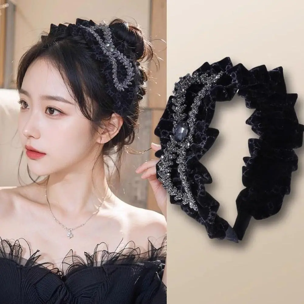 Fashion Headdress Girls Hair Accessories Sweet Black Bow Knot Hairband Temperament Elegant Headband For Women Korean Style G6S6