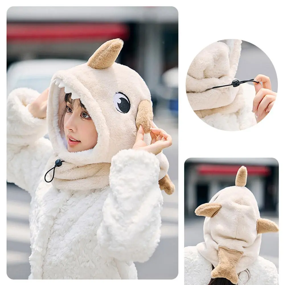 Winter Warm Ski Helmet Cover Comfortable Soft Fleece Skiing Head Warmer Cartoon Cute Cartoon Shark Decorative Helmet Cover Hat