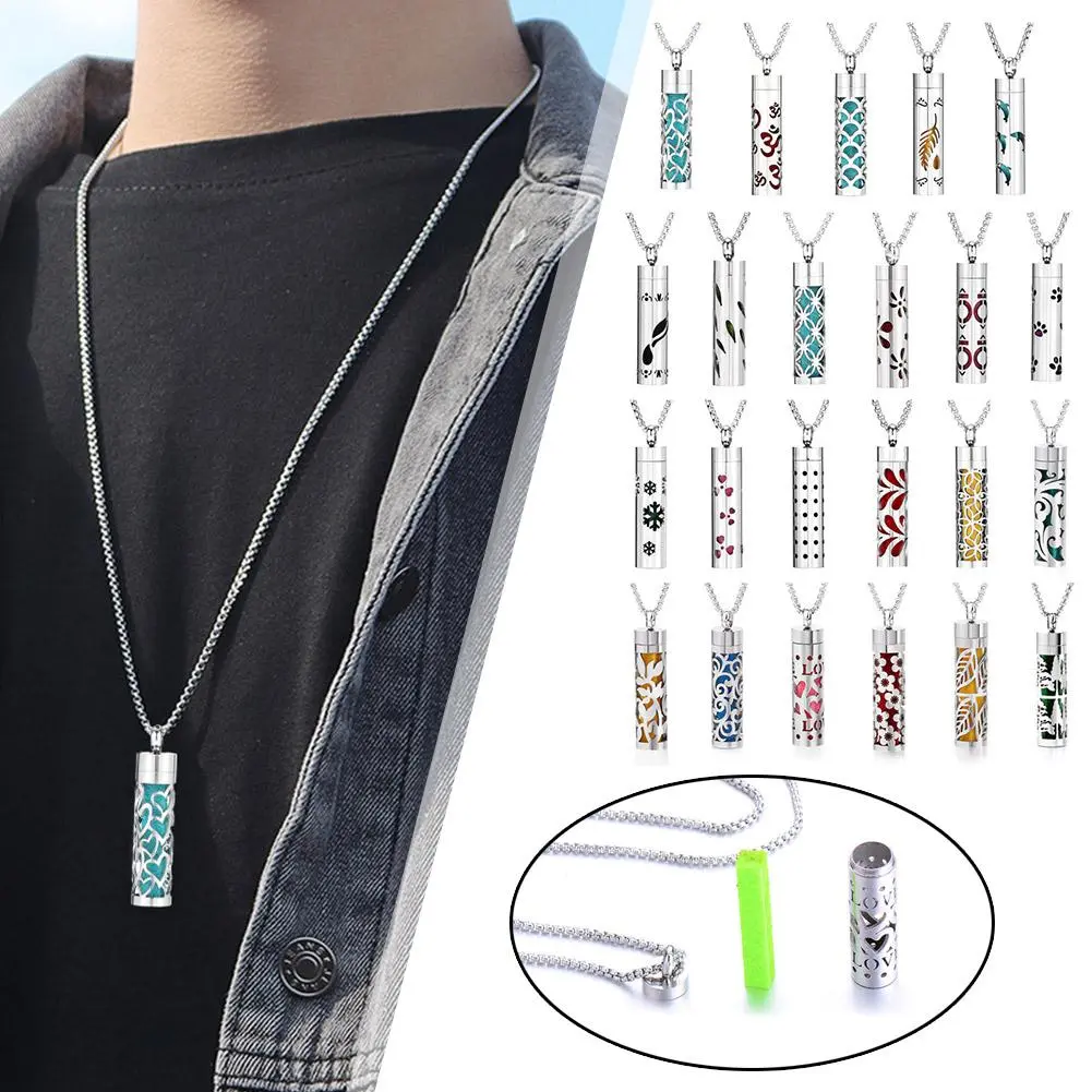2024 New Steel Aromatherapy Jewelry Pendant Flowers Pattern Hollow Out Perfume Lockets Essential Oil Diffuser Necklace