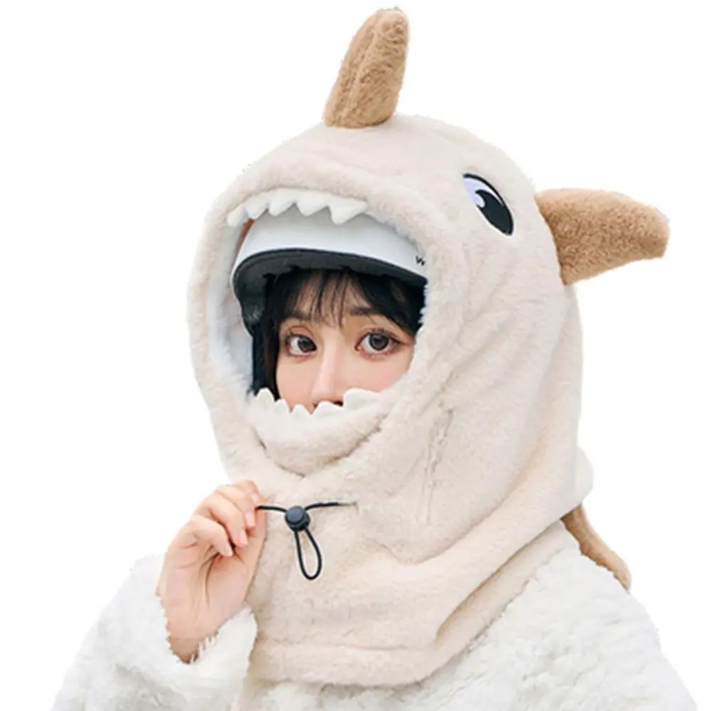 Winter Warm Ski Helmet Cover Comfortable Soft Fleece Skiing Head Warmer Cartoon Cute Cartoon Shark Decorative Helmet Cover Hat
