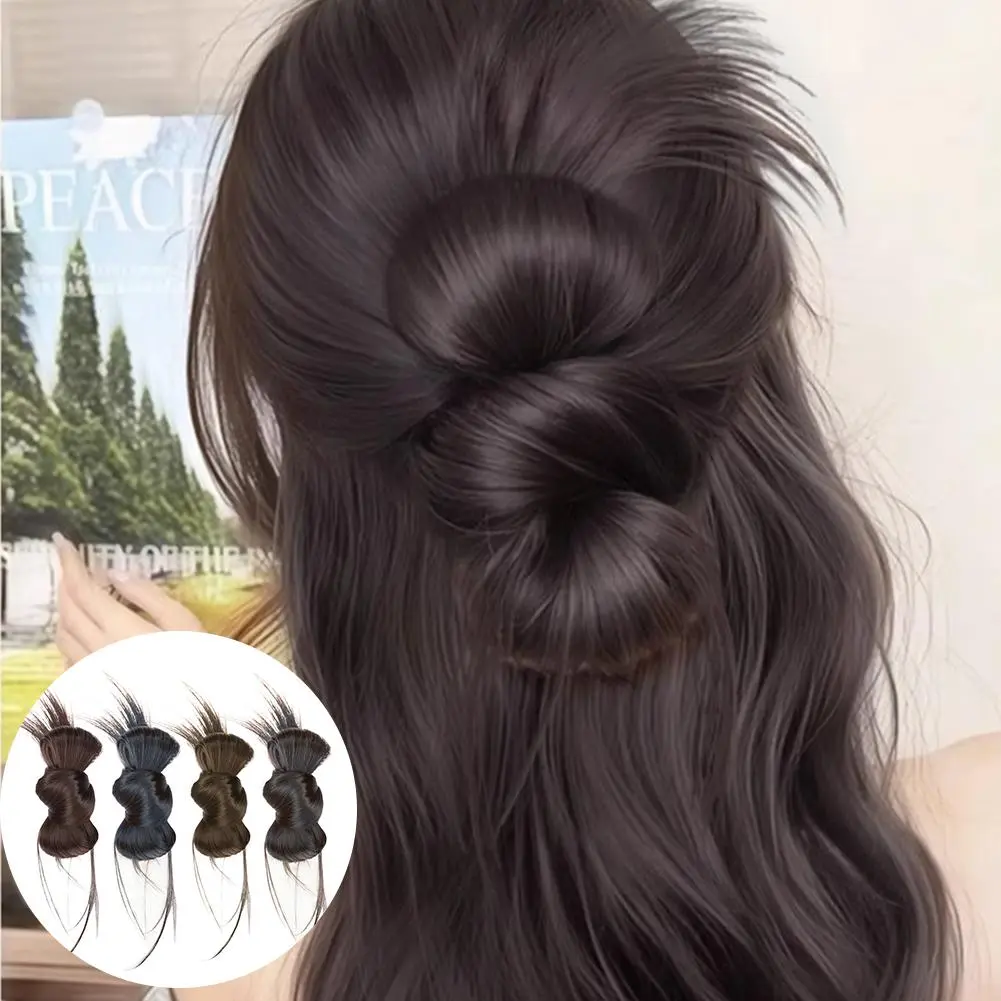 Women's Bun Hair Wig Fake Human Hair Cold Sensation Clip Catch Accessories Claw Feather Hair Ponytail Clip High Chicken Wig F1I3