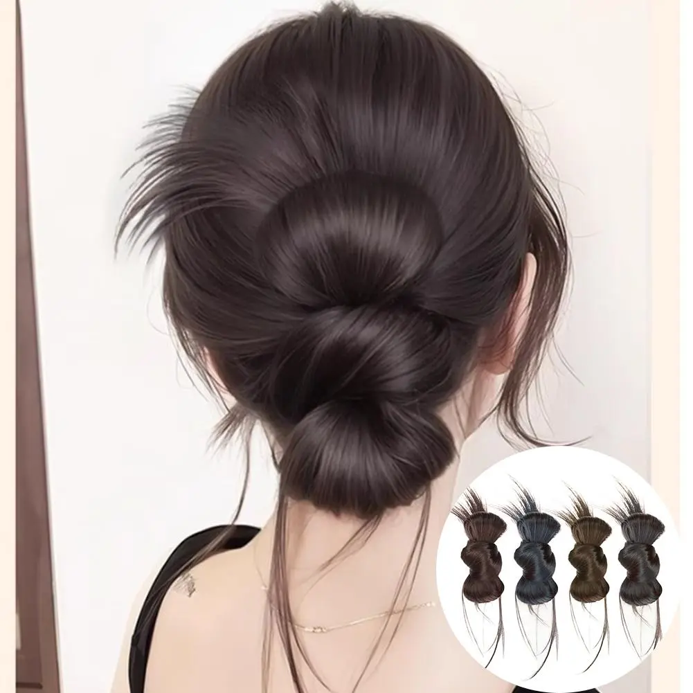 Women's Bun Hair Wig Fake Human Hair Cold Sensation Clip Catch Accessories Claw Feather Hair Ponytail Clip High Chicken Wig F1I3
