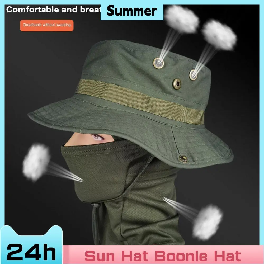 Women Men Boonie Cap Balaclava Hat Suit Foldable Soft Hat Outdoor Hunting Fishing Wide Brimmed Hat Sunscreen Caps