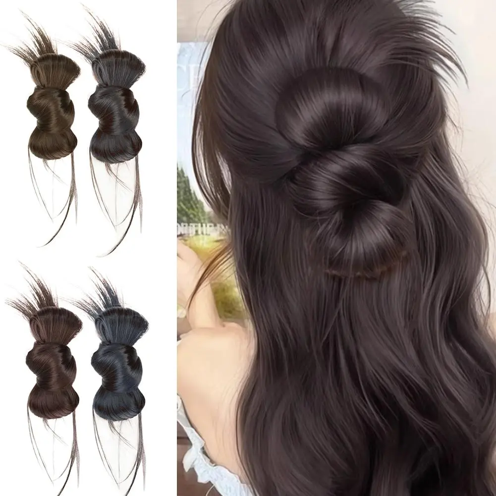 Women's Bun Hair Wig Fake Human Hair Cold Sensation Clip Catch Accessories Claw Feather Hair Ponytail Clip High Chicken Wig F1I3