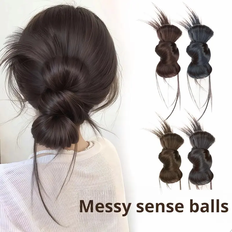 Women's Bun Hair Wig Fake Human Hair Cold Sensation Clip Catch Accessories Claw Feather Hair Ponytail Clip High Chicken Wig F1I3