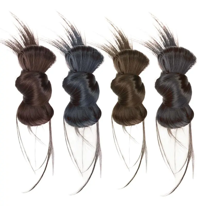 Women's Bun Hair Wig Fake Human Hair Cold Sensation Clip Catch Accessories Claw Feather Hair Ponytail Clip High Chicken Wig F1I3