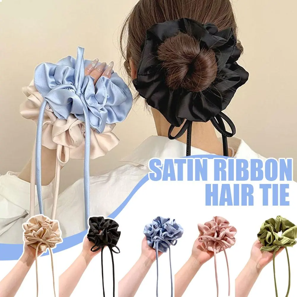 Bow Ribbon Hairbands Long Elastic Sweet Scrunchies Tied Hair Hair Accessory High Flowers Feel High-end With Bands Quality S P9H9