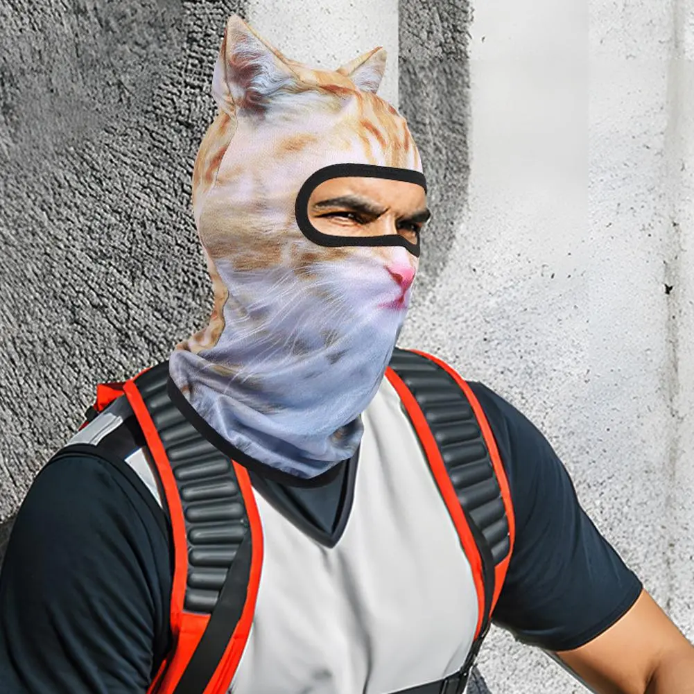 Outdoor Sunscreen Balaclava Hat  3D Animals Pattern Printed Full Face Mask Breathable Unisex Anti-UV Pullover Cap Cosplay Props