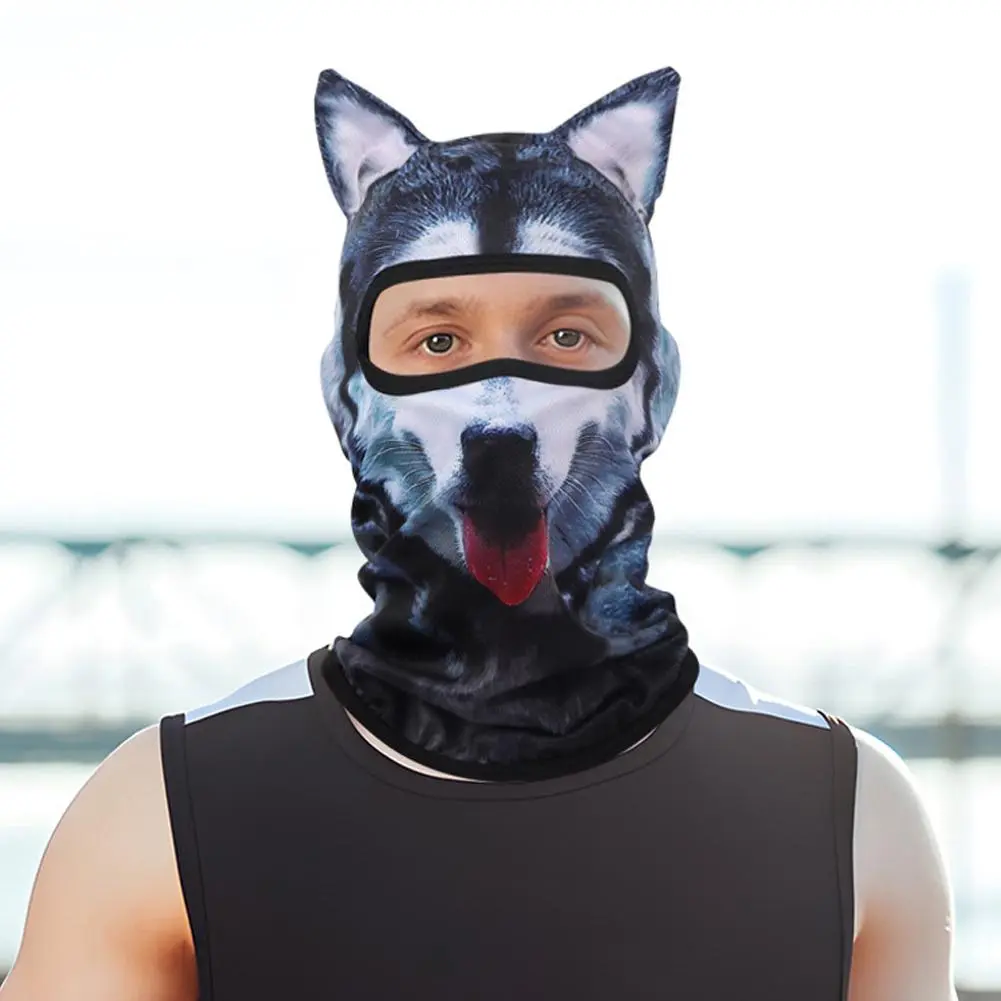 Outdoor Sunscreen Balaclava Hat  3D Animals Pattern Printed Full Face Mask Breathable Unisex Anti-UV Pullover Cap Cosplay Props