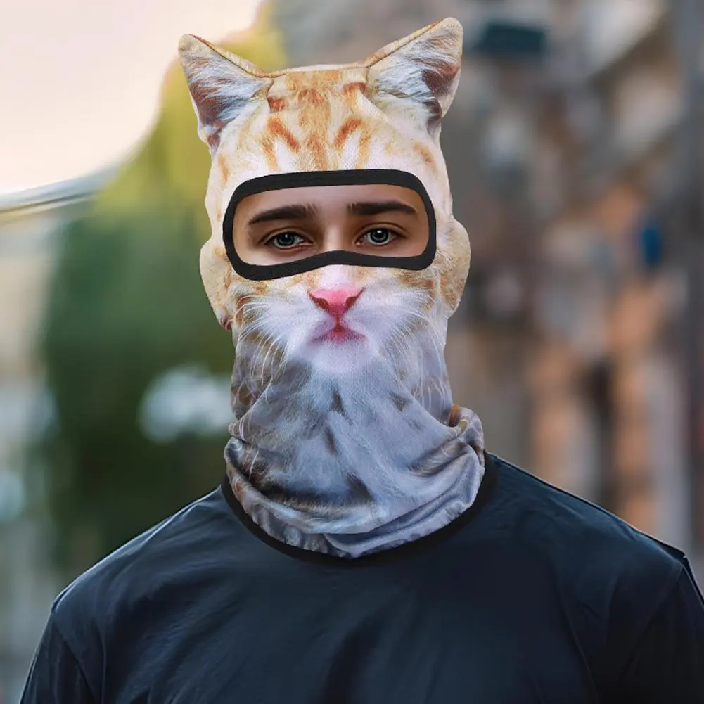 Outdoor Sunscreen Balaclava Hat  3D Animals Pattern Printed Full Face Mask Breathable Unisex Anti-UV Pullover Cap Cosplay Props