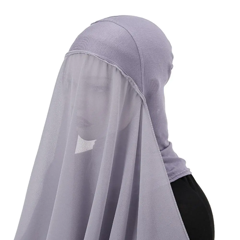 New Chiffon Hijab With Cap Muslim Women Jersey Bonnet Islam Hijab And Headwrap Wraps Bonnet Shawls Islamic Scarf F1X5