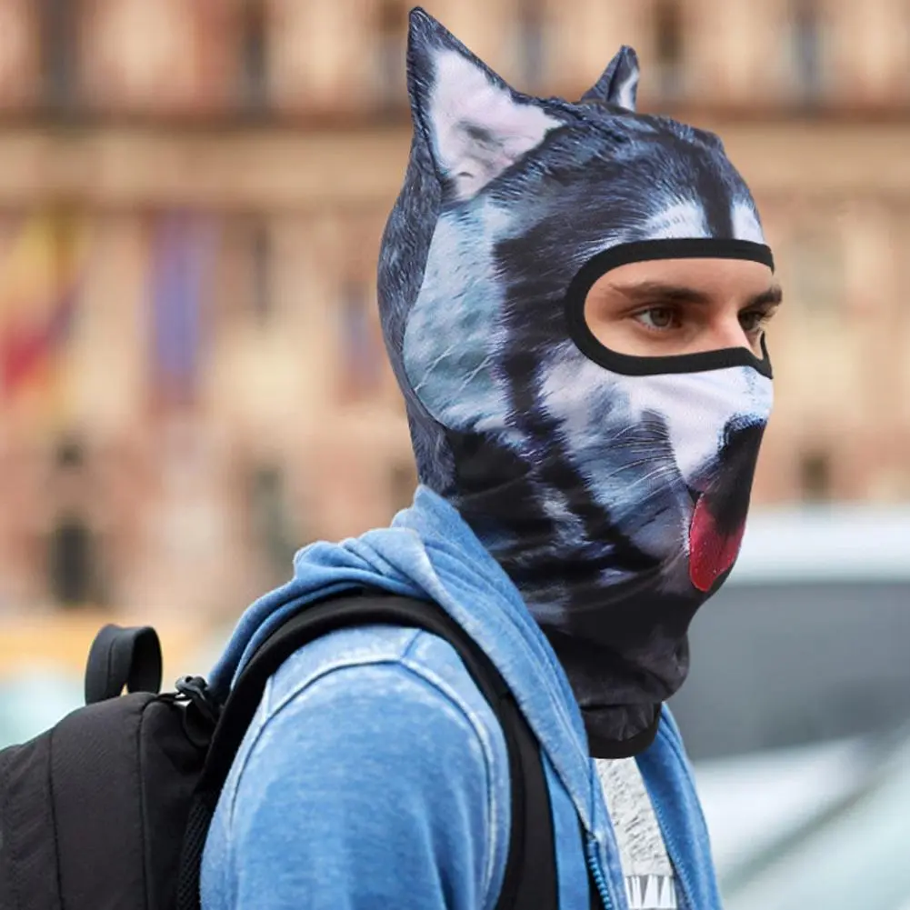 Outdoor Sunscreen Balaclava Hat  3D Animals Pattern Printed Full Face Mask Breathable Unisex Anti-UV Pullover Cap Cosplay Props