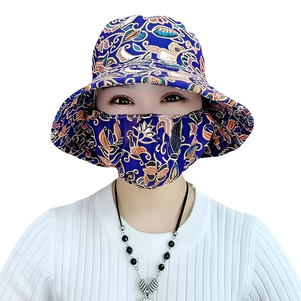 Spring And Summer Cotton Women's Hats Sunscreen Mask Hat All-in-one Sun Hat Outdoor Tea-picking Hat Cycling Sunscreen Goddess