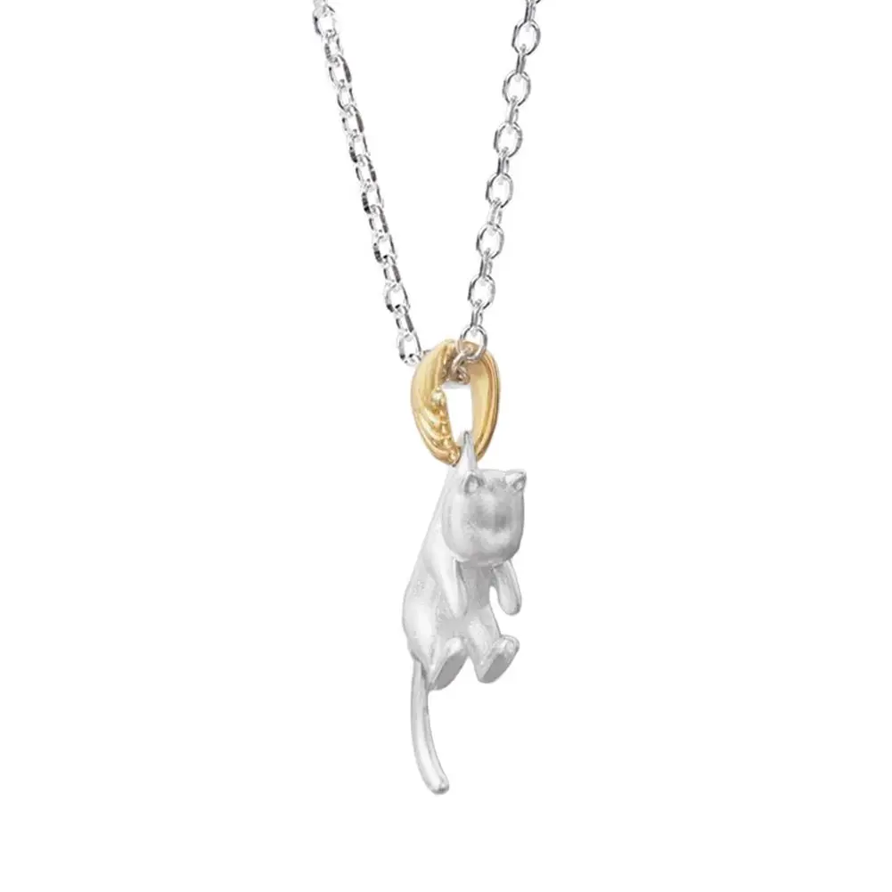 Fashion Cartoon Scrub Cat Necklaces For Women Gift Retro Cute Animal Copper Pendant Choker Jewelry Simple Clavicle Chain Ne K7X2