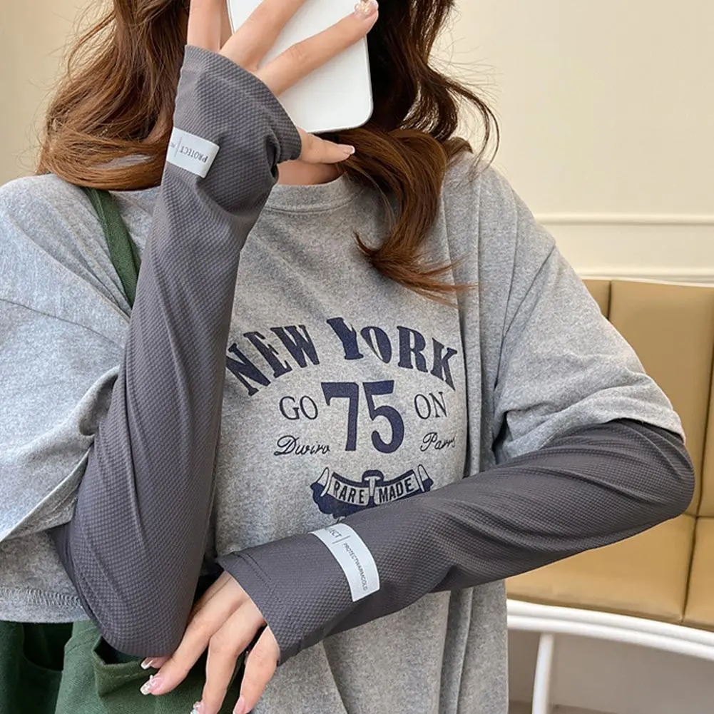 UV Solar Arm Sleeves Men Women Cycling Mask Anti-Sunburn Cool Muff Long Sleeve Ice Silk Driving Arm Cover Uv Protection Summer