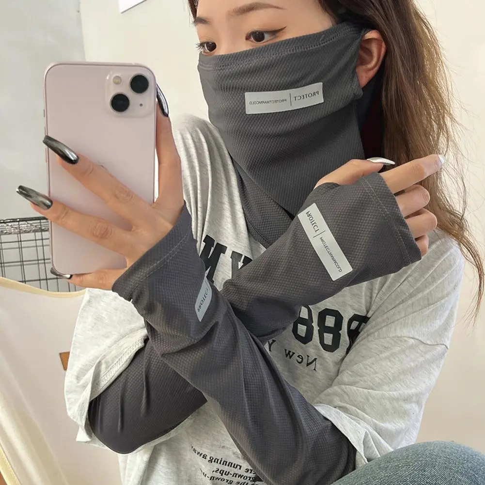 UV Solar Arm Sleeves Men Women Cycling Mask Anti-Sunburn Cool Muff Long Sleeve Ice Silk Driving Arm Cover Uv Protection Summer