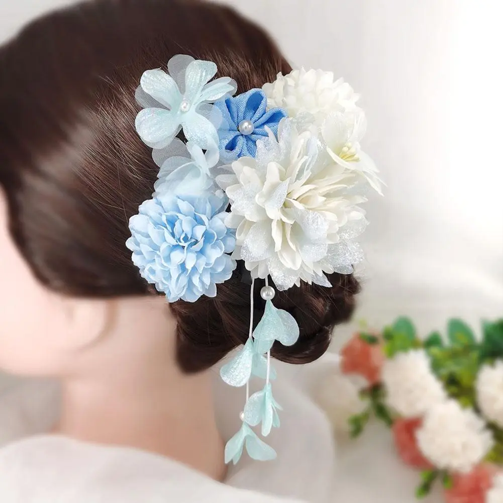 Fabric Flower Hair Clip Spring Shark Clip On The Back Of The Head Hair Claw Clip For Women Seaside Holiday Hair Accessories F5S6