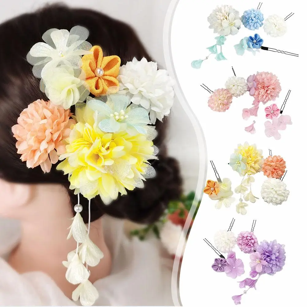 Fabric Flower Hair Clip Spring Shark Clip On The Back Of The Head Hair Claw Clip For Women Seaside Holiday Hair Accessories F5S6