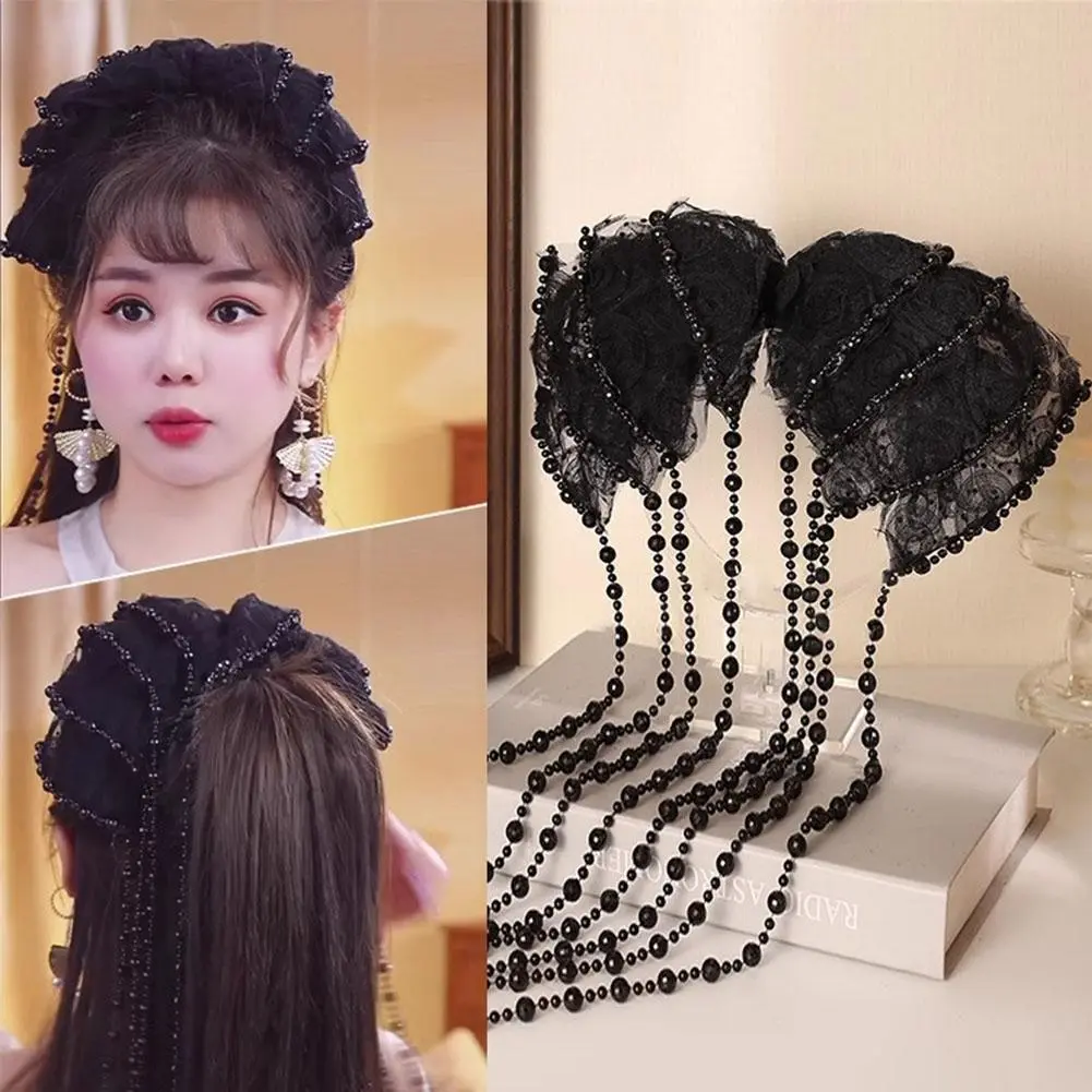 Immortal Princess Sle Spring Clip Bow Beads Spring Elegant Hairpin Tassel Graceful Accessories Women Clip All-Match Hair Y1L1