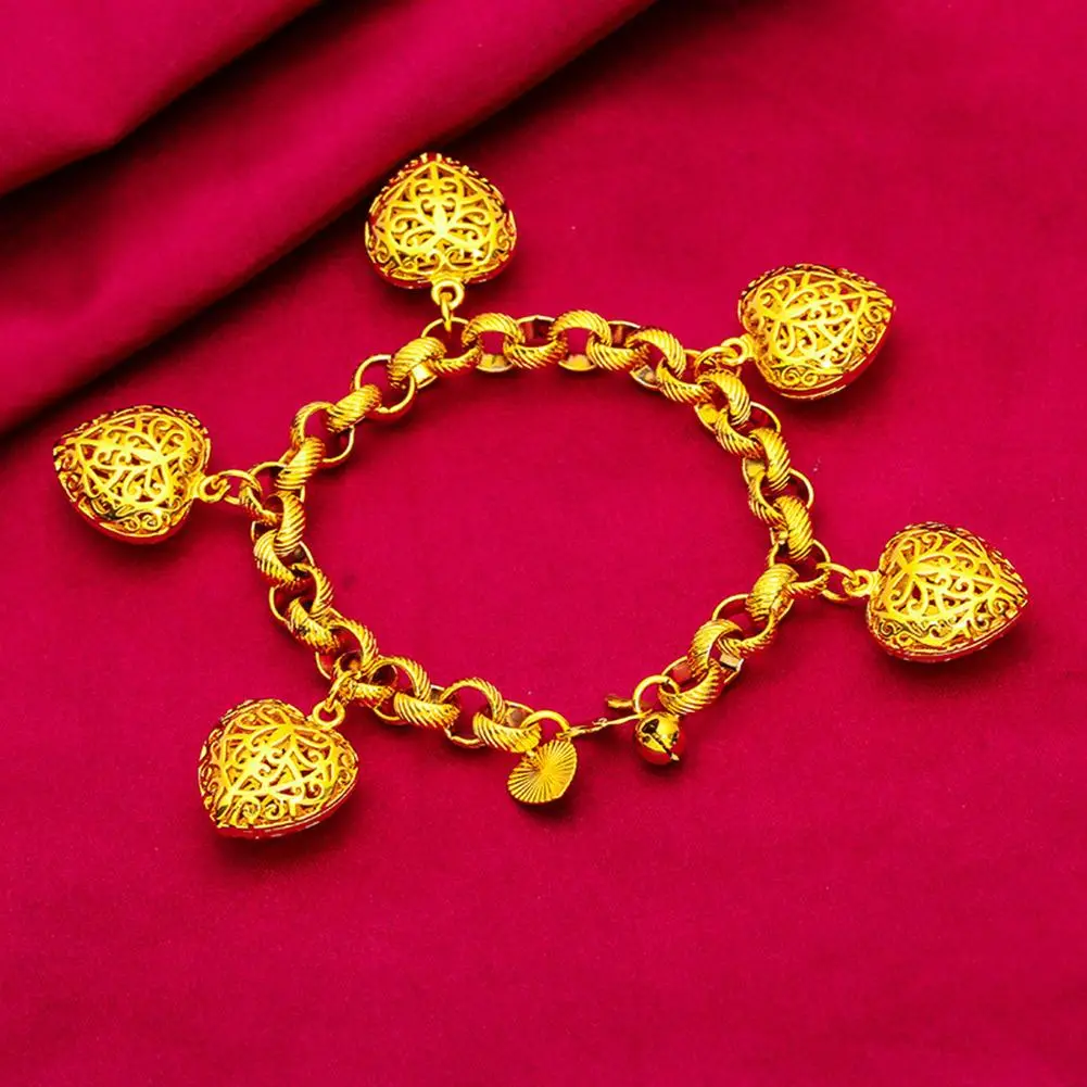 Hollowed-out Heart-shaped Bracelet Gold Plated Charm Bracelets For Women Multi Hearts Chain Bracelet Wristband Clothing Acc X8B4