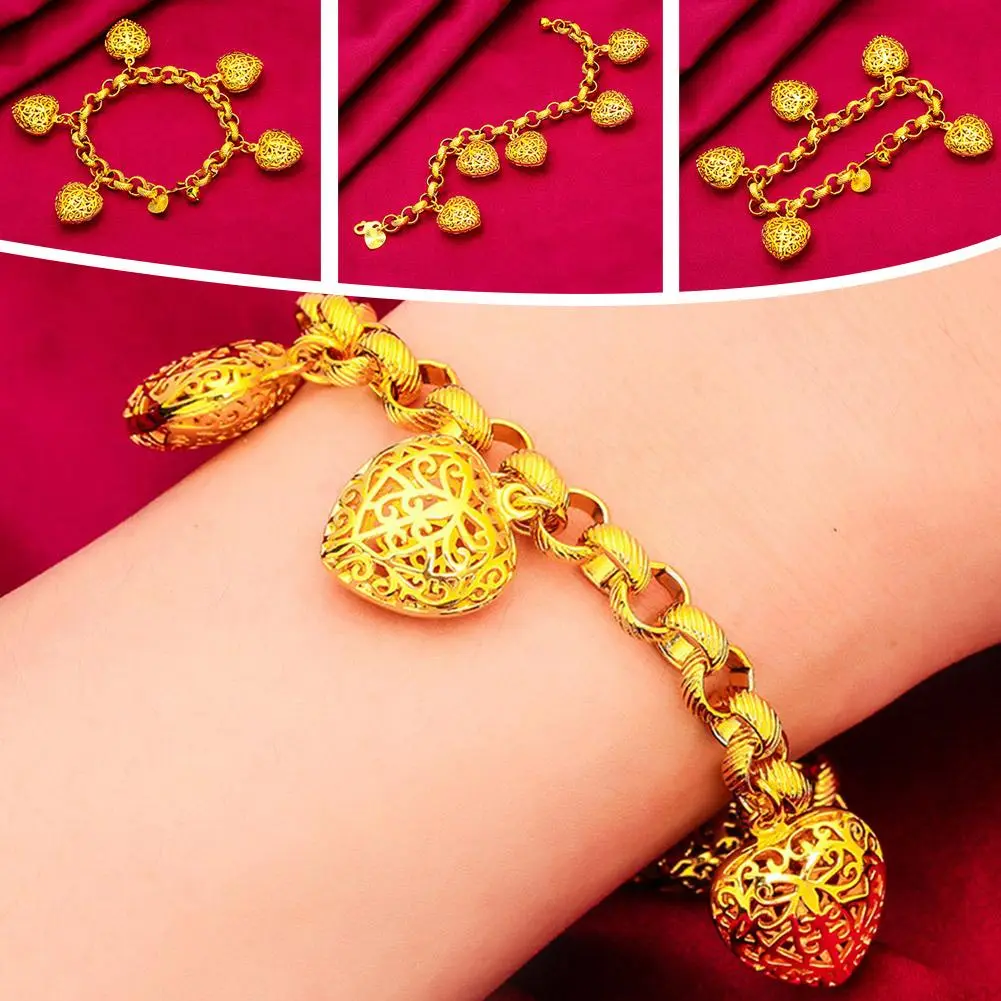 Hollowed-out Heart-shaped Bracelet Gold Plated Charm Bracelets For Women Multi Hearts Chain Bracelet Wristband Clothing Acc X8B4