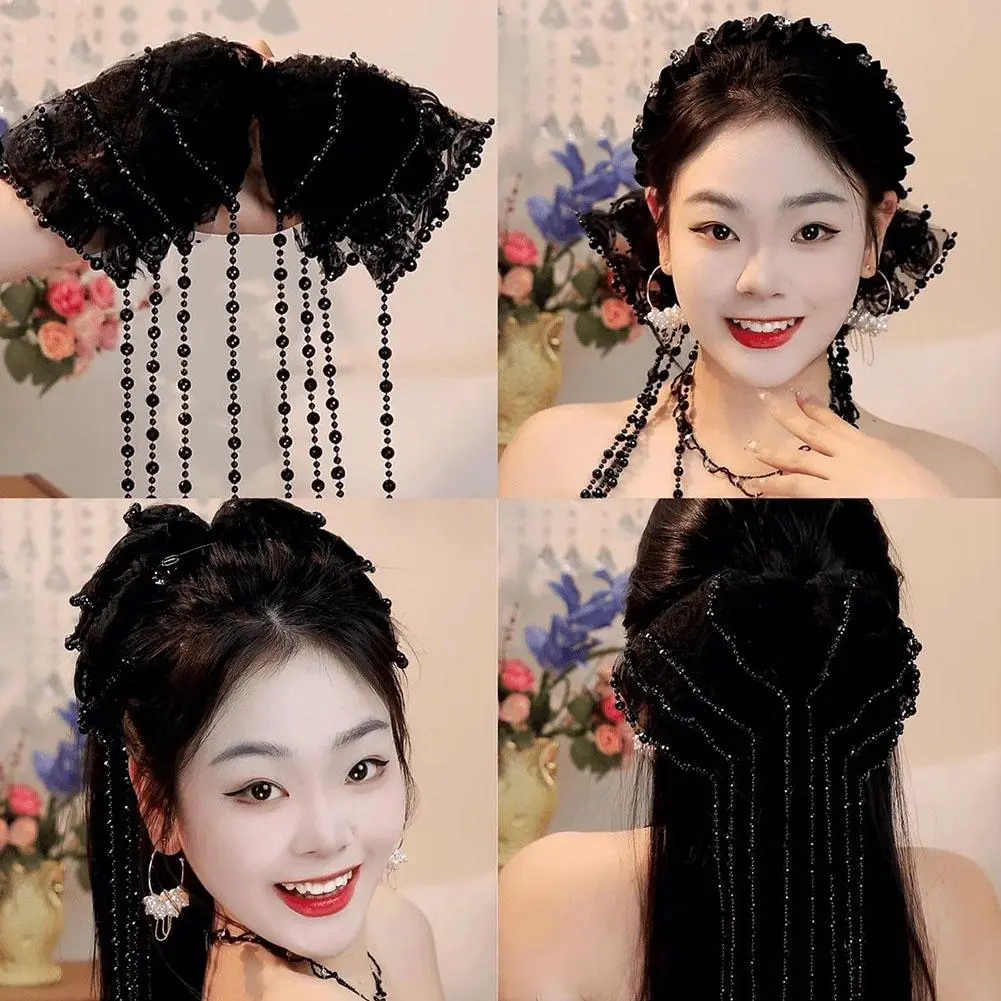 Immortal Princess Sle Spring Clip Bow Beads Spring Elegant Hairpin Tassel Graceful Accessories Women Clip All-Match Hair Y1L1