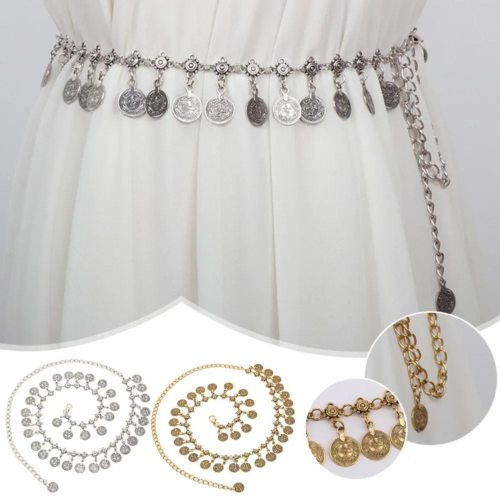 Retro Waist Chain Trouser Chain Metal Boho Minimalism Body Accessory Waist Chain Dress Jewelry Beads Pendant Women Belly Be Q8M9