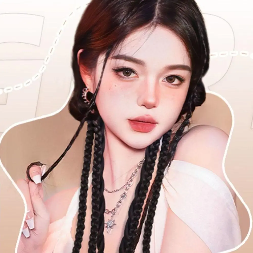 Ponytail Hairpin Retro Y2K Style Design One-click Clip Heat Fixing Resistant Twisted 2pcs/set Synthetic Braids E9R7