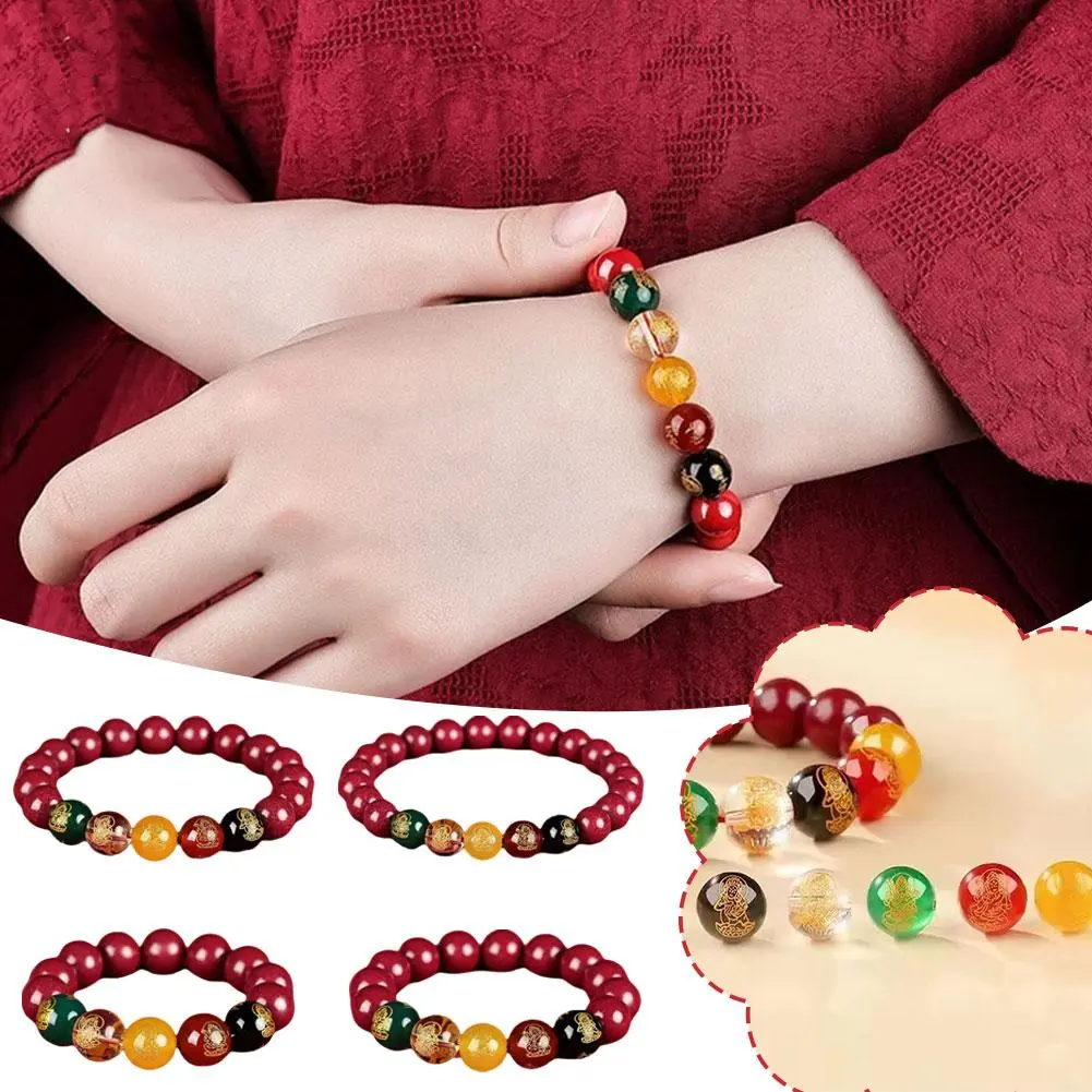 FengShui Cinnabar Bracelet Lucky Cinnabar Chain Chinese Fengshui Charm Bracelets Jewelry  Auspicious Juyun Beads