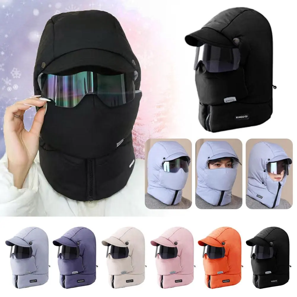 Winter Hat 4-in-1 Warm Cycling Hat Pilot Cap Riding Hat Glasses And Mask Winter Hats Scarf Ski Mask Cold Hat Outdoor Cycling