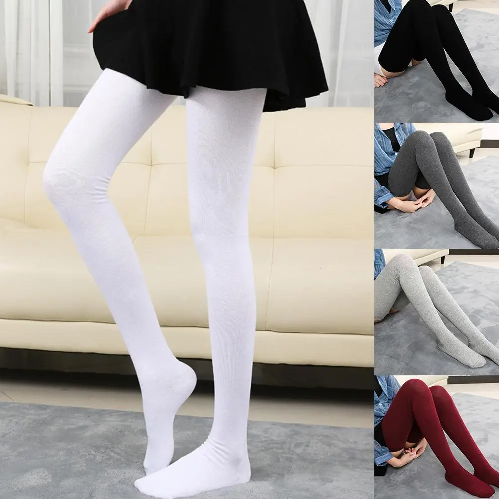1Pairs Women Cotton Knee High Socks Black White Solid color Fashion Casual Calf Sock Female Girl Party Dancing Sexy Long Socks
