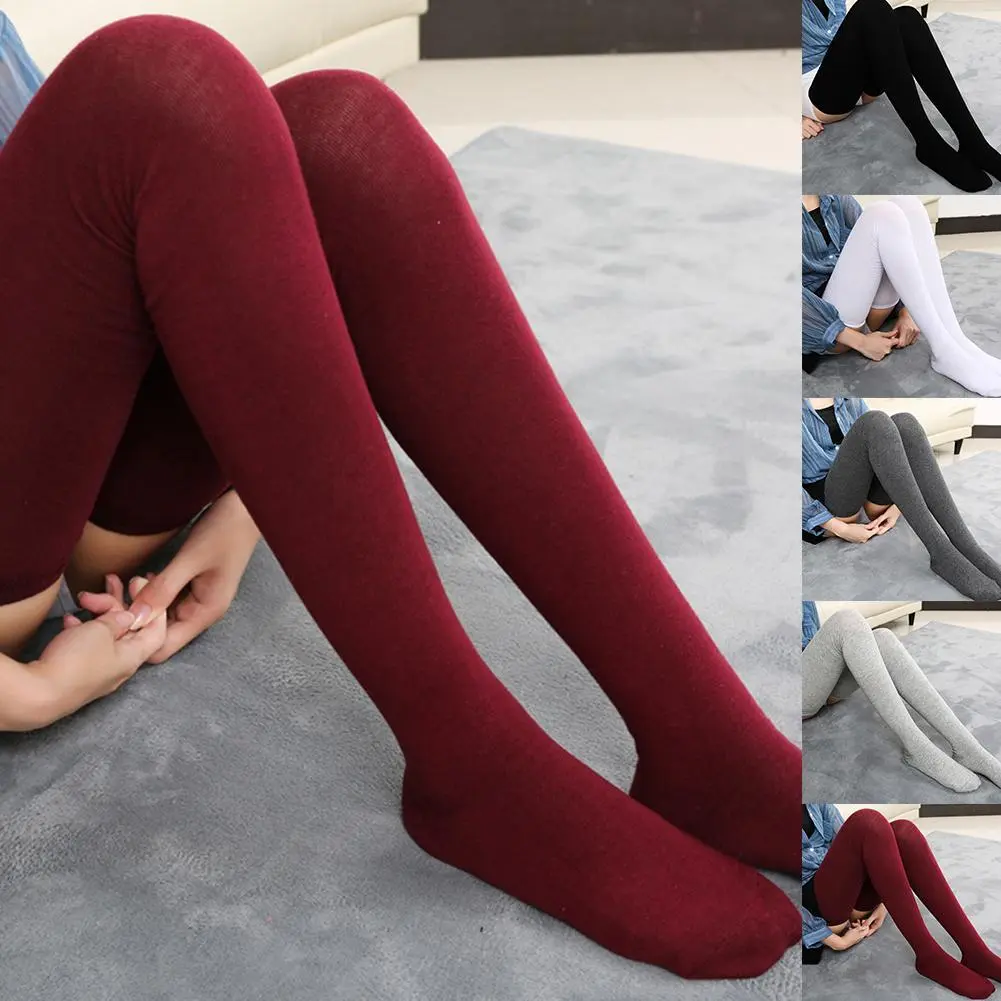 1Pairs Women Cotton Knee High Socks Black White Solid color Fashion Casual Calf Sock Female Girl Party Dancing Sexy Long Socks
