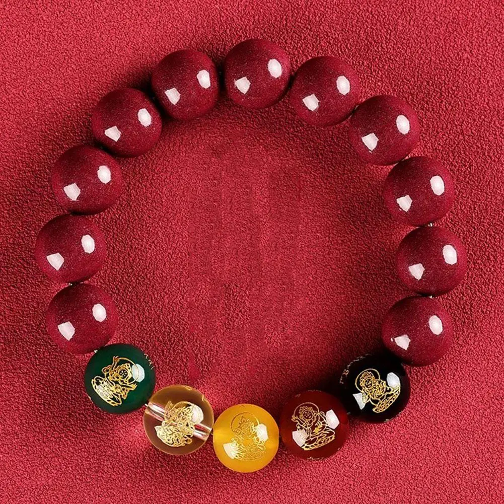 FengShui Cinnabar Bracelet Lucky Cinnabar Chain Chinese Fengshui Charm Bracelets Jewelry  Auspicious Juyun Beads