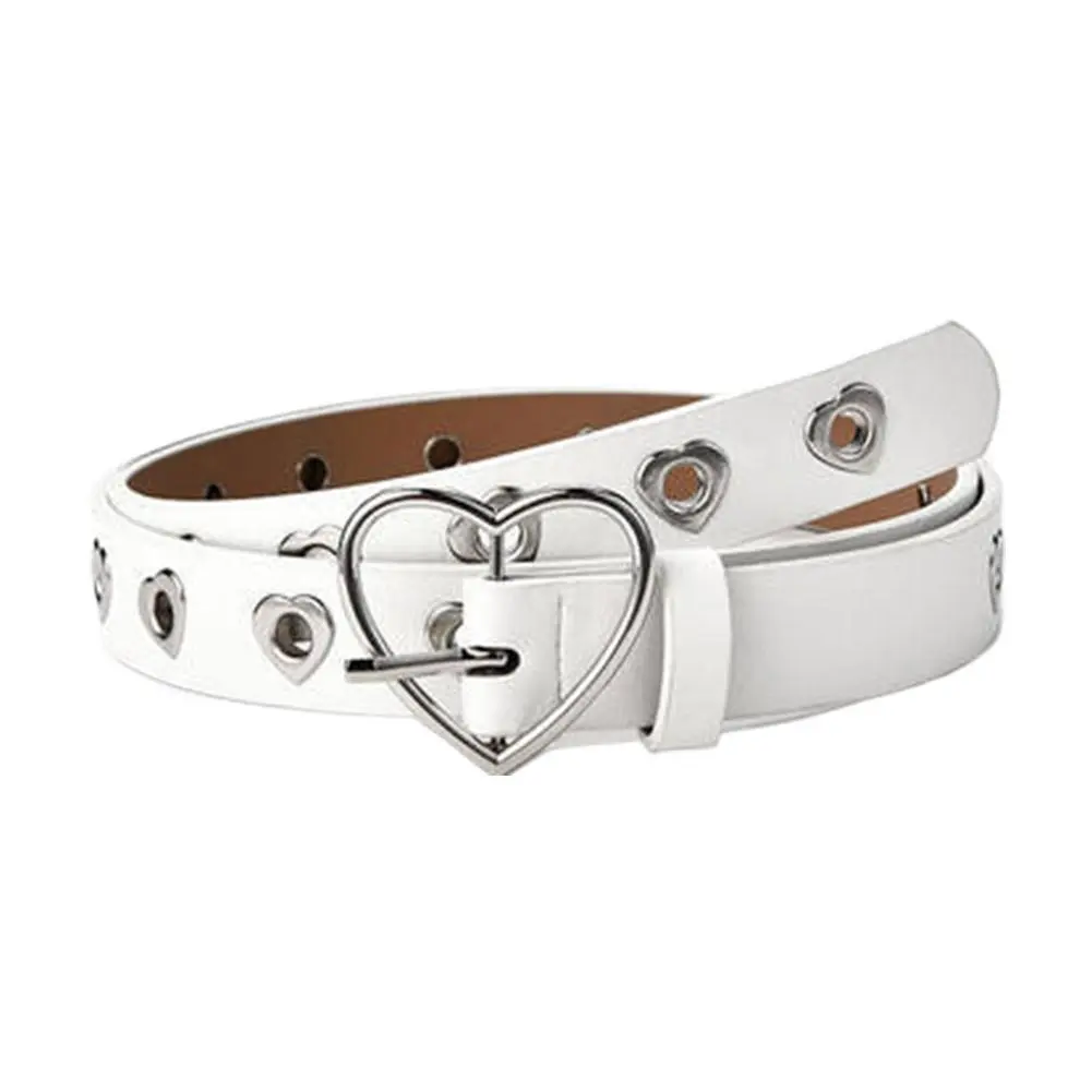 Heart-shaped Hollowing Belt For Man/women Punk Creative Fashionable Peach-shaped Buckle Belt Pu Leathe Waistband Decoration