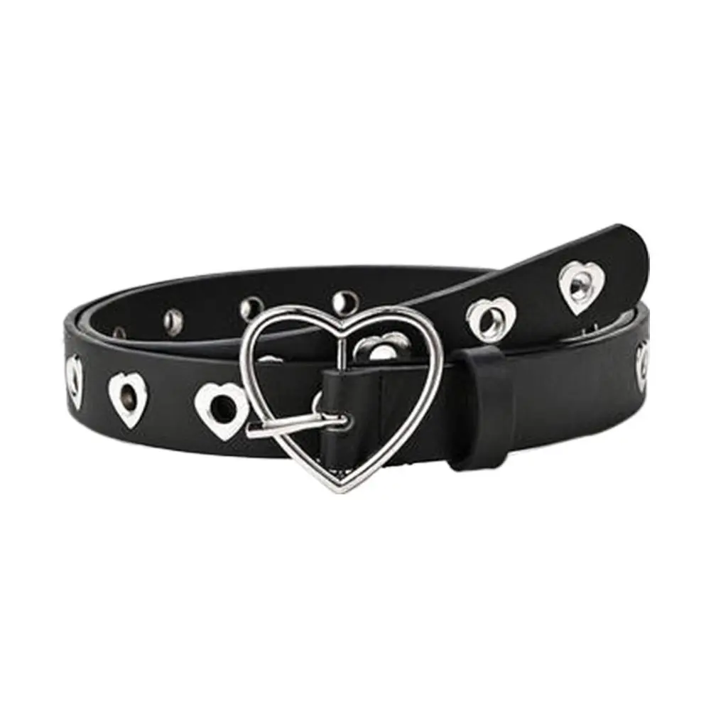 Heart-shaped Hollowing Belt For Man/women Punk Creative Fashionable Peach-shaped Buckle Belt Pu Leathe Waistband Decoration