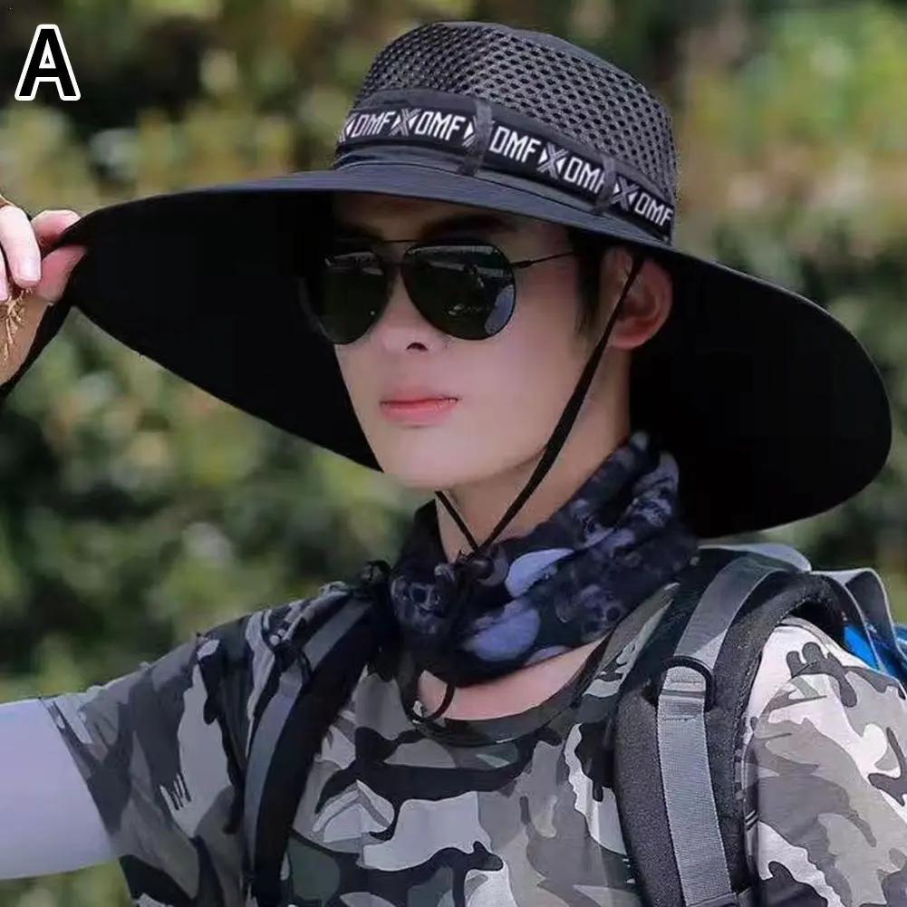 New Sun Protection Fishing Hat Summer Breathable Mesh Camping Hiking Caps Anti-UV Sun Hat Mountaineering Caps Men's Panama Hat