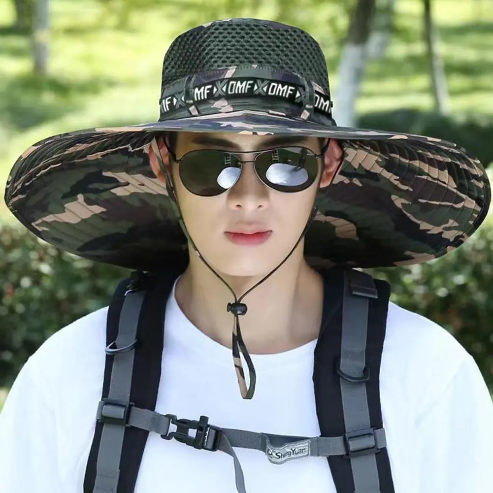 New Sun Protection Fishing Hat Summer Breathable Mesh Camping Hiking Caps Anti-UV Sun Hat Mountaineering Caps Men's Panama Hat