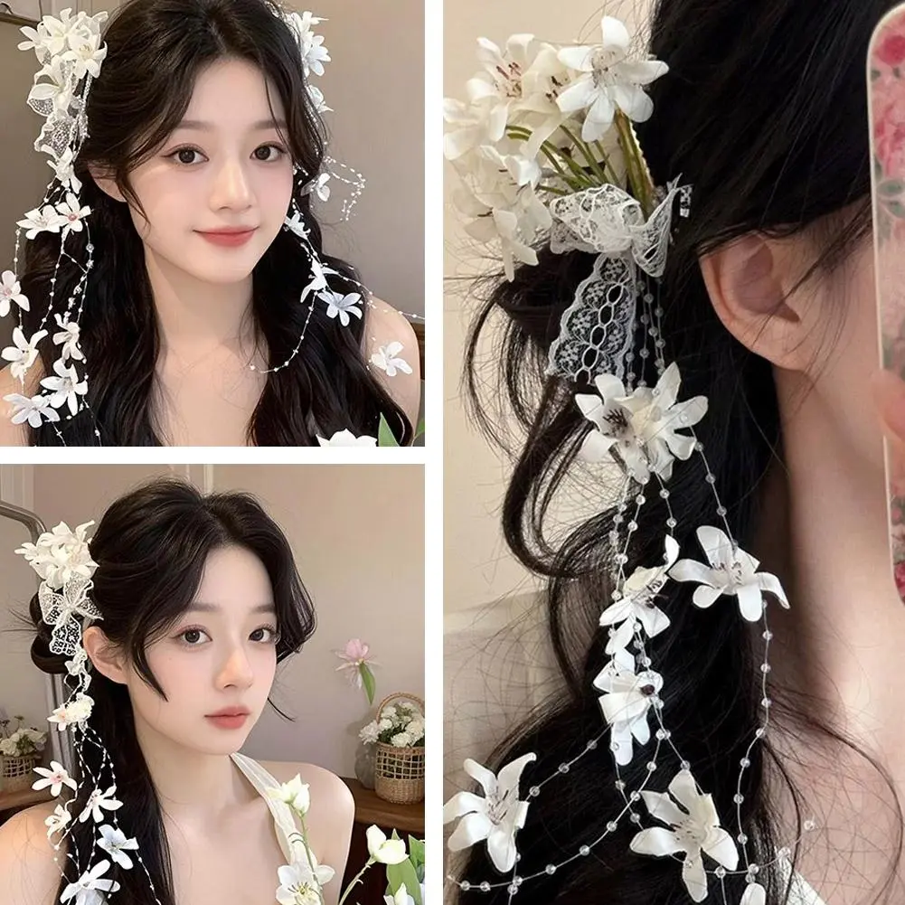 New Chinese Style Flower Tassel Hair Clip Head Wear Hairbands Women Wedding Accessories Girls Decoration Hair I2L6