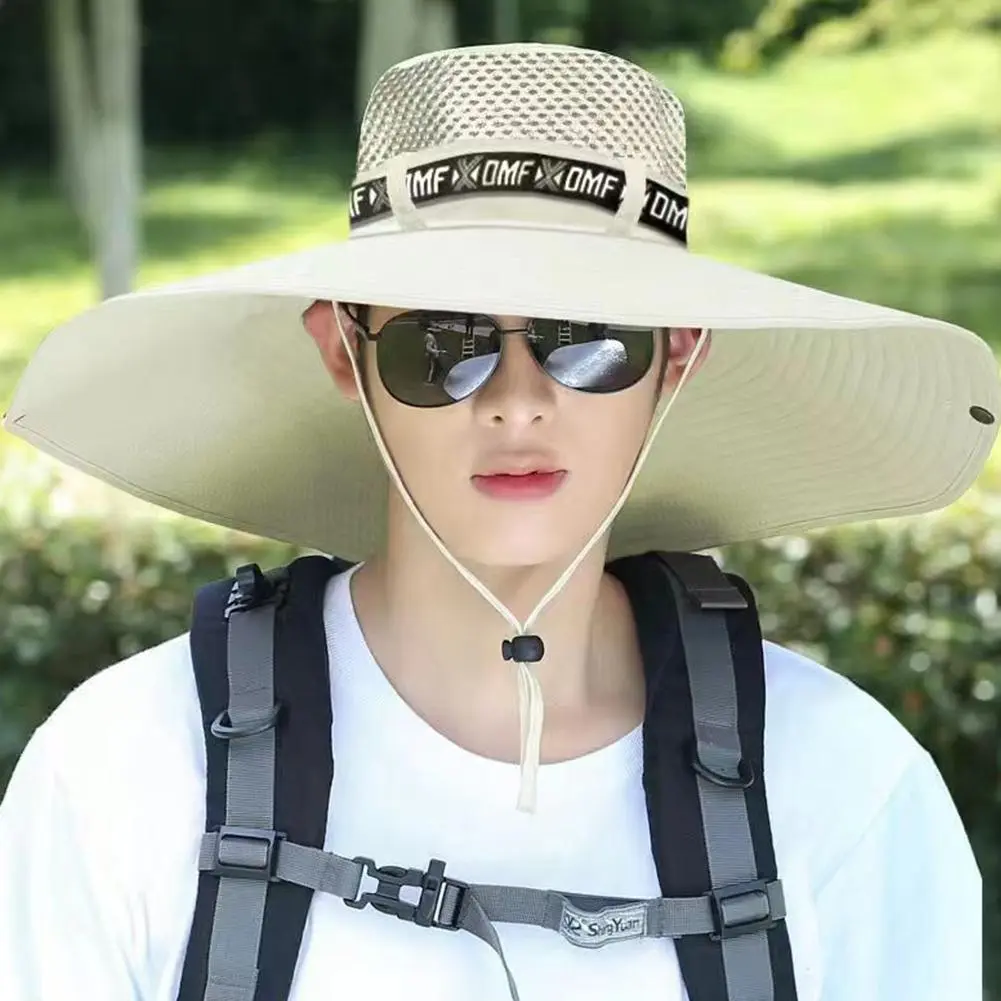 New Sun Protection Fishing Hat Summer Breathable Mesh Camping Hiking Caps Anti-UV Sun Hat Mountaineering Caps Men's Panama Hat