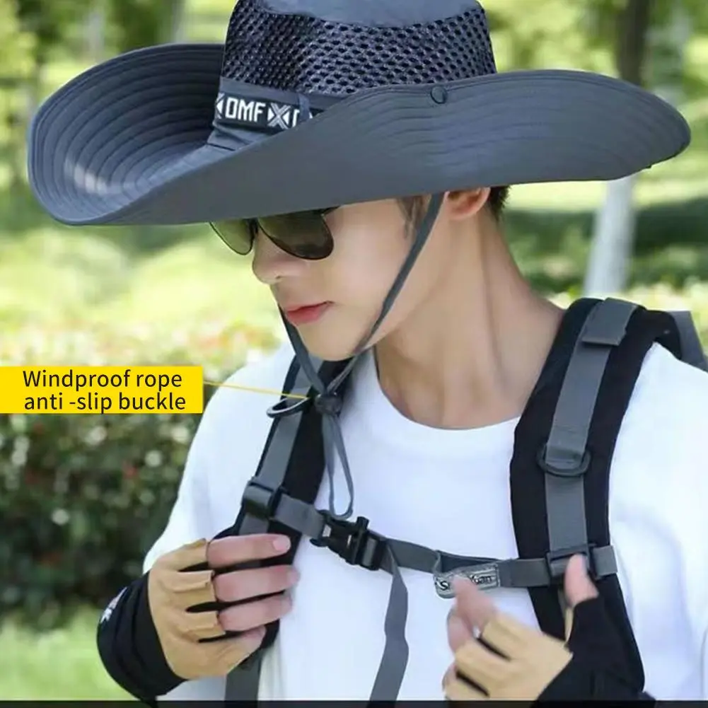 New Sun Protection Fishing Hat Summer Breathable Mesh Camping Hiking Caps Anti-UV Sun Hat Mountaineering Caps Men's Panama Hat